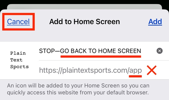 FireFox incorrectly trying to create a shortcut back to this page on iOS.
